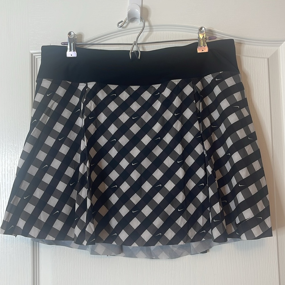 Nike Core Club Printed Tennis Skirt Skort Black White Gingham XL - Picture 5 of 16